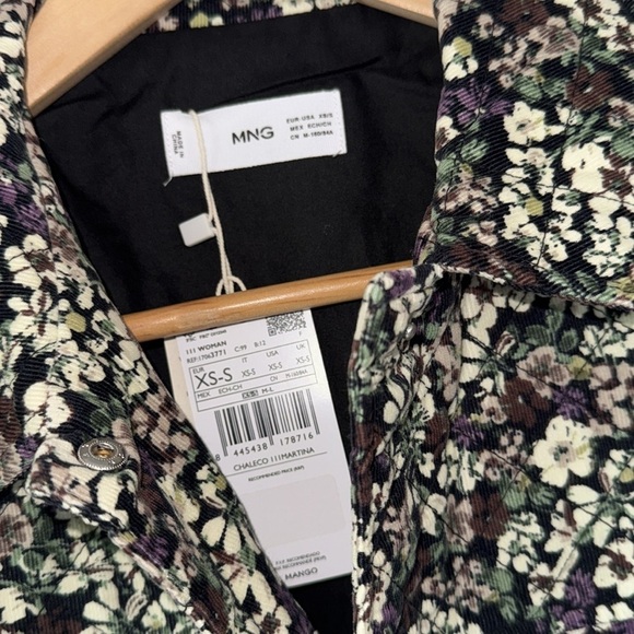 Mango vest Boxy floral corduroy XS Small NEW quilted pocket snap detail - Picture 4 of 6